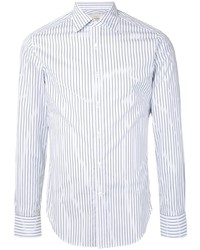 Camicia a maniche lunghe a righe verticali bianca e blu scuro di Kent & Curwen