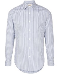 Camicia a maniche lunghe a righe verticali bianca e blu scuro di Kent & Curwen
