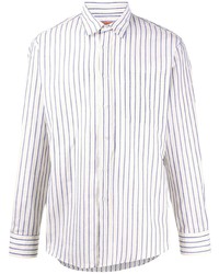 Camicia a maniche lunghe a righe verticali bianca e blu scuro di Missoni