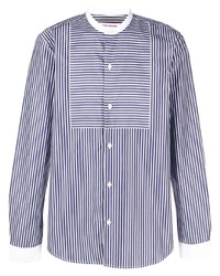 Camicia a maniche lunghe a righe verticali bianca e blu scuro di Orlebar Brown