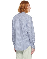 Camicia a maniche lunghe a righe verticali bianca e blu scuro di rag & bone