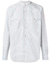 Camicia a maniche lunghe a righe verticali bianca e blu scuro di Woolrich