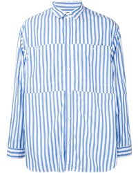 Camicia a maniche lunghe a righe verticali bianca e blu di 08sircus