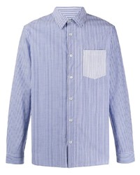 Camicia a maniche lunghe a righe verticali bianca e blu di A.P.C.