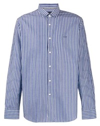 Camicia a maniche lunghe a righe verticali bianca e blu di Armani Exchange