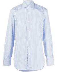 Camicia a maniche lunghe a righe verticali bianca e blu di Barba