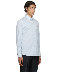 Camicia a maniche lunghe a righe verticali bianca e blu di Burberry