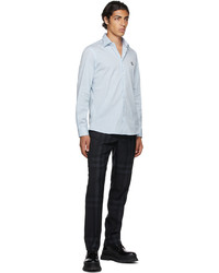 Camicia a maniche lunghe a righe verticali bianca e blu di Burberry