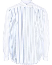 Camicia a maniche lunghe a righe verticali bianca e blu di Comme des Garcons Homme Deux