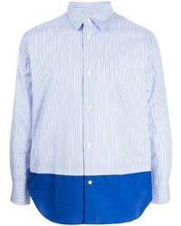 Camicia a maniche lunghe a righe verticali bianca e blu di Comme des Garcons Homme