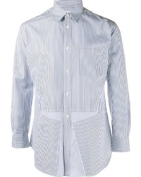 Camicia a maniche lunghe a righe verticali bianca e blu di Comme des Garcons