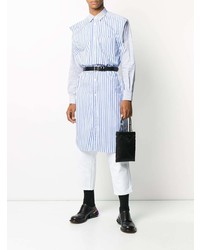 Camicia a maniche lunghe a righe verticali bianca e blu di Comme Des Garcons SHIRT