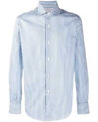Camicia a maniche lunghe a righe verticali bianca e blu di Eleventy