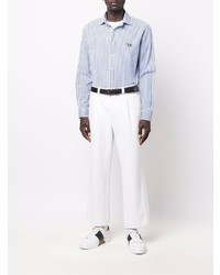 Camicia a maniche lunghe a righe verticali bianca e blu di Ralph Lauren Purple Label