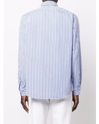 Camicia a maniche lunghe a righe verticali bianca e blu di Ralph Lauren Purple Label