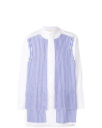 Camicia a maniche lunghe a righe verticali bianca e blu di Henrik Vibskov