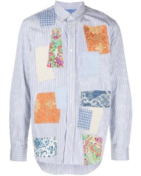 Camicia a maniche lunghe a righe verticali bianca e blu di Junya Watanabe MAN
