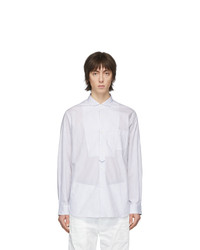 Camicia a maniche lunghe a righe verticali bianca e blu di Junya Watanabe