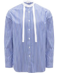 Camicia a maniche lunghe a righe verticali bianca e blu di JW Anderson