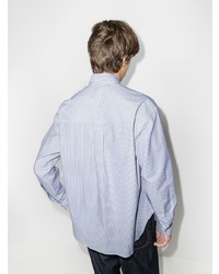 Camicia a maniche lunghe a righe verticali bianca e blu di Studio Nicholson