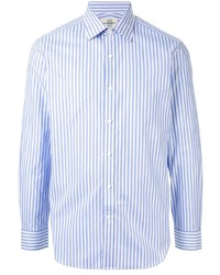 Camicia a maniche lunghe a righe verticali bianca e blu di Kent & Curwen