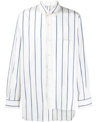 Camicia a maniche lunghe a righe verticali bianca e blu di Lanvin