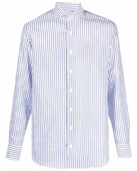 Camicia a maniche lunghe a righe verticali bianca e blu di Lardini