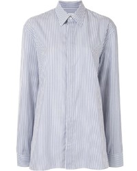 Camicia a maniche lunghe a righe verticali bianca e blu di Maison Margiela