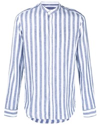 Camicia a maniche lunghe a righe verticali bianca e blu di Manuel Ritz