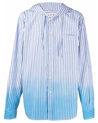Camicia a maniche lunghe a righe verticali bianca e blu di Marni