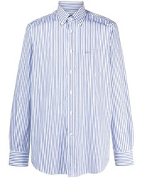 Camicia a maniche lunghe a righe verticali bianca e blu di Paul & Shark
