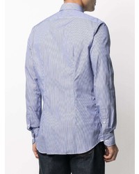 Camicia a maniche lunghe a righe verticali bianca e blu di Xacus