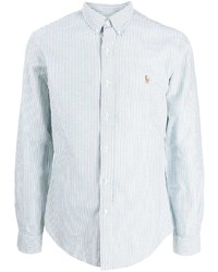 Camicia a maniche lunghe a righe verticali bianca e blu di Polo Ralph Lauren