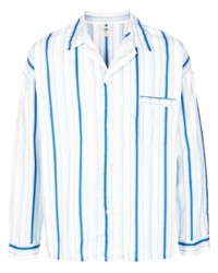 Camicia a maniche lunghe a righe verticali bianca e blu di SAINT MXXXXXX