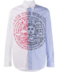 Camicia a maniche lunghe a righe verticali bianca e blu di Stella McCartney