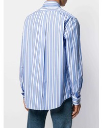 Camicia a maniche lunghe a righe verticali bianca e blu di Polo Ralph Lauren