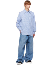 Camicia a maniche lunghe a righe verticali bianca e blu di The Row
