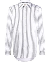 Camicia a maniche lunghe a righe verticali bianca e nera di Alexander McQueen