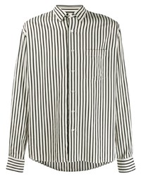 Camicia a maniche lunghe a righe verticali bianca e nera di Ami Paris