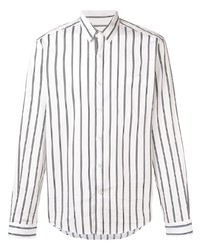 Camicia a maniche lunghe a righe verticali bianca e nera di Ami Paris