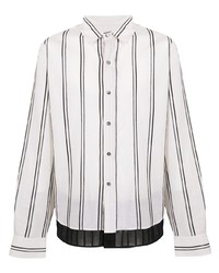 Camicia a maniche lunghe a righe verticali bianca e nera di Ann Demeulemeester