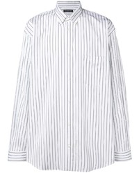Camicia a maniche lunghe a righe verticali bianca e nera di Balenciaga