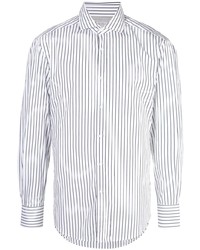 Camicia a maniche lunghe a righe verticali bianca e nera di Brunello Cucinelli