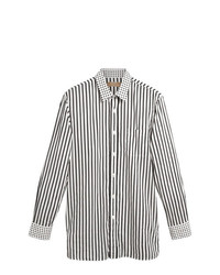 Camicia a maniche lunghe a righe verticali bianca e nera di Burberry
