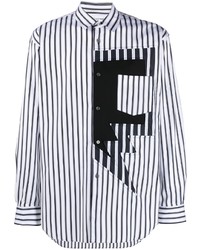 Camicia a maniche lunghe a righe verticali bianca e nera di Comme Des Garcons SHIRT