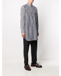 Camicia a maniche lunghe a righe verticali bianca e nera di Comme Des Garcons Homme Plus