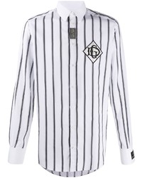Camicia a maniche lunghe a righe verticali bianca e nera di Dolce & Gabbana