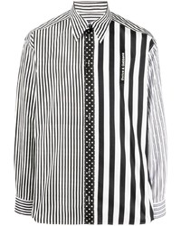 Camicia a maniche lunghe a righe verticali bianca e nera di Dolce & Gabbana