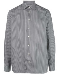 Camicia a maniche lunghe a righe verticali bianca e nera di Eton
