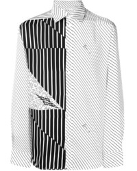 Camicia a maniche lunghe a righe verticali bianca e nera di Givenchy